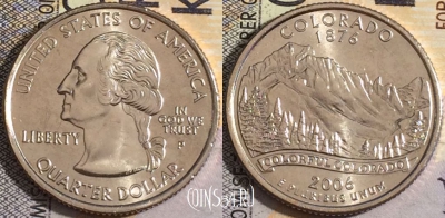 США 25 центов (квотер) 2006 года P, KM# 384, UNC, 160-059