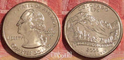 США 25 центов (квотер) 2006 года P, KM# 384, UNC, 262-066