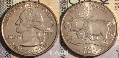 США 25 центов (квотер) 2006 года P, KM# 385, UNC, 160-033
