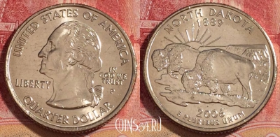США 25 центов (квотер) 2006 года P, KM# 385, UNC, 262-092