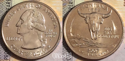 США 25 центов (квотер) 2007 года P, KM# 396, UNC, 160-014