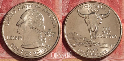 США 25 центов (квотер) 2007 года P, KM# 396, UNC, 262-093