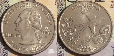США 25 центов (квотер) 2008 года P, KM# 421, UNC, 160-020
