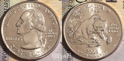 США 25 центов (квотер) 2008 года P, KM# 424, UNC, 160-032
