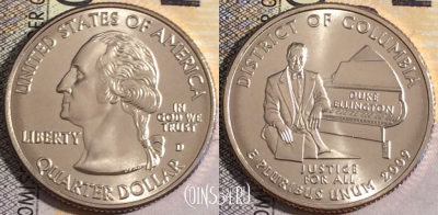 США 25 центов (квотер) 2009 года D, KM# 445, UNC, 160-026