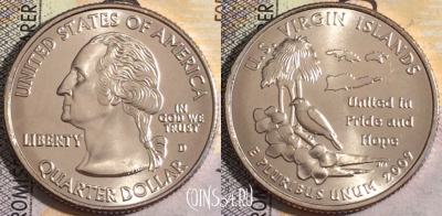 США 25 центов (квотер) 2009 года D, KM# 449, UNC, 160-036