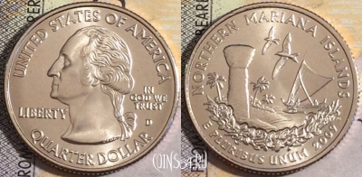 США 25 центов (квотер) 2009 года D, KM# 466, UNC, 160-060