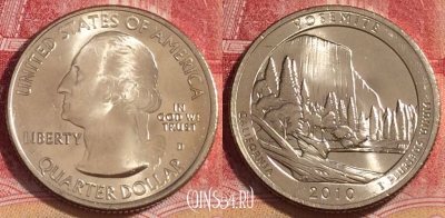 США 25 центов (квотер) 2010 года D, KM# 471, UNC, 262-025
