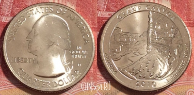 США 25 центов (квотер) 2010 года D, KM# 472, UNC, 262-026
