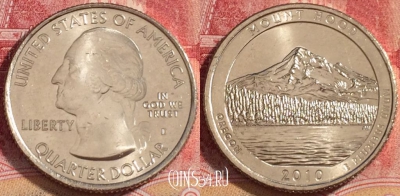 США 25 центов (квотер) 2010 года D, KM# 473, UNC, 262-001