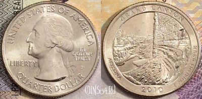 США 25 центов (квотер) 2010 года P, KM# 472, UNC, 156-095