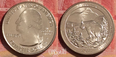 США 25 центов (квотер) 2011 года D, KM# 495, UNC, 262-024