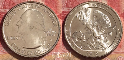 США 25 центов (квотер) 2012 года D, KM# 519, UNC, 262-032