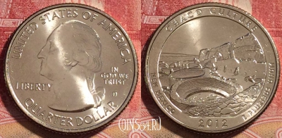 США 25 центов (квотер) 2012 года D, KM# 520, UNC, 262-019