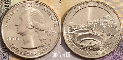 США 25 центов (квотер) 2012 года P, KM# 520, UNC, 156-110