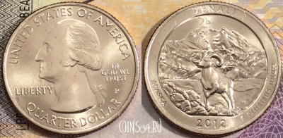 США 25 центов (квотер) 2012 года P, KM# 523, UNC, 156-101