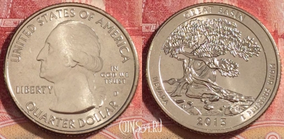 США 25 центов (квотер) 2013 года D, KM# 544, UNC, 262-005
