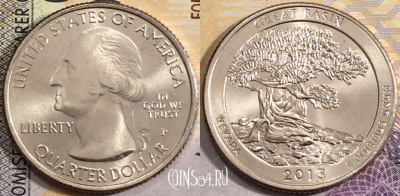 США 25 центов (квотер) 2013 года P, KM# 544, UNC, 156-108