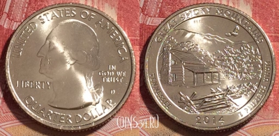 США 25 центов (квотер) 2014 года D, KM# 566, UNC, 262-040