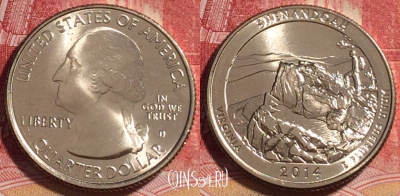 США 25 центов (квотер) 2014 года D, KM# 567, UNC, 262-021