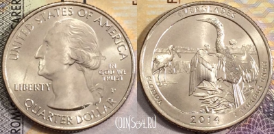 США 25 центов (квотер) 2014 года P, KM# 570, UNC, 156-105
