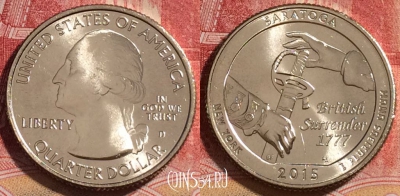 США 25 центов (квотер) 2015 года D, KM# 601, UNC, 262-030