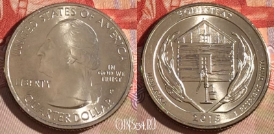 США 25 центов (квотер) 2015 года P, KM# 597, UNC, 266-067