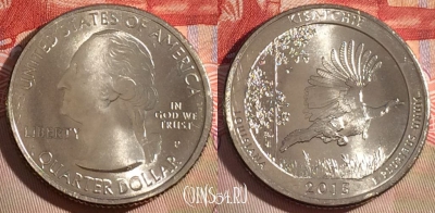 США 25 центов (квотер) 2015 года P, KM# 598, UNC, 266-065