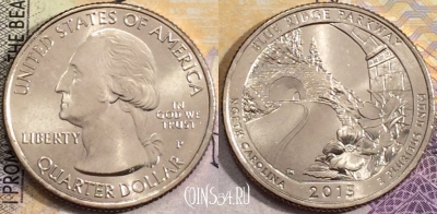 США 25 центов (квотер) 2015 года P, KM# 599, UNC, 156-099