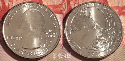 США 25 центов (квотер) 2015 года P, KM# 599, UNC, 266-038