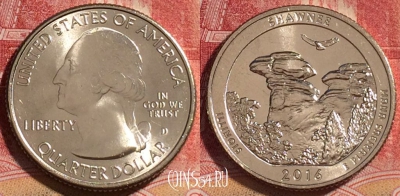США 25 центов (квотер) 2016 года D, KM# 635, UNC, 262-022