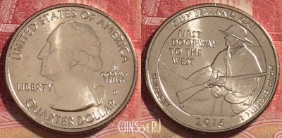 США 25 центов (квотер) 2016 года D, KM# 636, UNC, 262-036