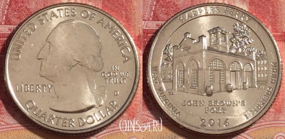 США 25 центов (квотер) 2016 года D, KM# 637, UNC, 262-020