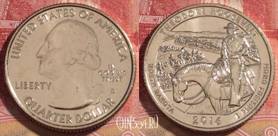 США 25 центов (квотер) 2016 года D, KM# 638, UNC, 262-035