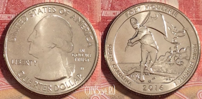 США 25 центов (квотер) 2016 года D, KM# 639, UNC, 262-018