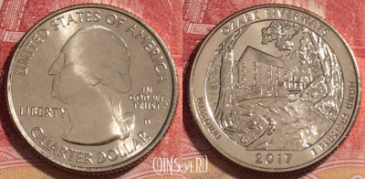 США 25 центов (квотер) 2017 года D, KM# 655, UNC, 262-039