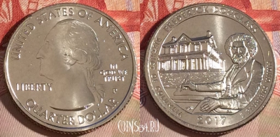 США 25 центов (квотер) 2017 года P, KM# 654, UNC, 266-061