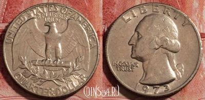 США 25 центов 1973 года, KM# 164a, 231-034