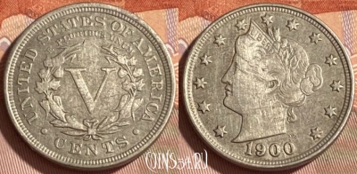 США 5 центов 1900 года, KM# 112, 466q-361 ♛