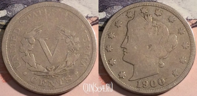 США 5 центов 1900 года, KM# 112, a141-082