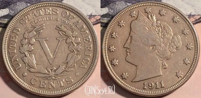 США 5 центов 1911 года, KM# 112, a141-085