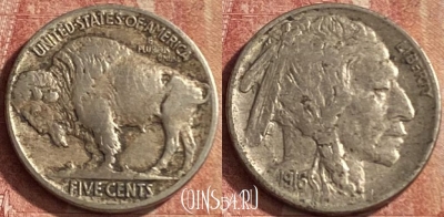 США 5 центов 1916 года, KM# 134, 096p-076 ♛
