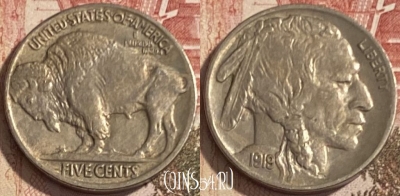 США 5 центов 1919 года, KM# 134, 088s-074 ♛