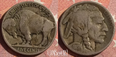 США 5 центов 1919 года, KM# 134, 362-011 ♛