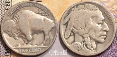 США 5 центов 1920 года, buffalo, KM# 134, 147-093