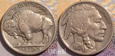 США 5 центов 1920 года, buffalo, KM# 134, 204-064
