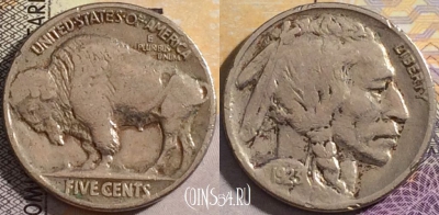 США 5 центов 1923 года, buffalo, KM# 134, 159-114