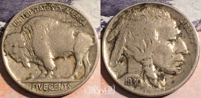 США 5 центов 1930 года, buffalo, KM# 134, a133-056