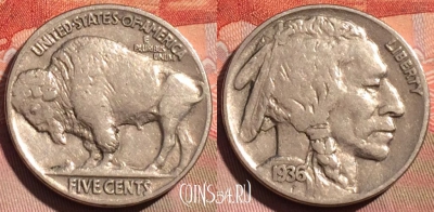 США 5 центов 1936 года, KM# 134, 059b-085