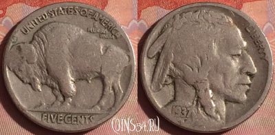США 5 центов 1937 года, KM# 134, 047i-043